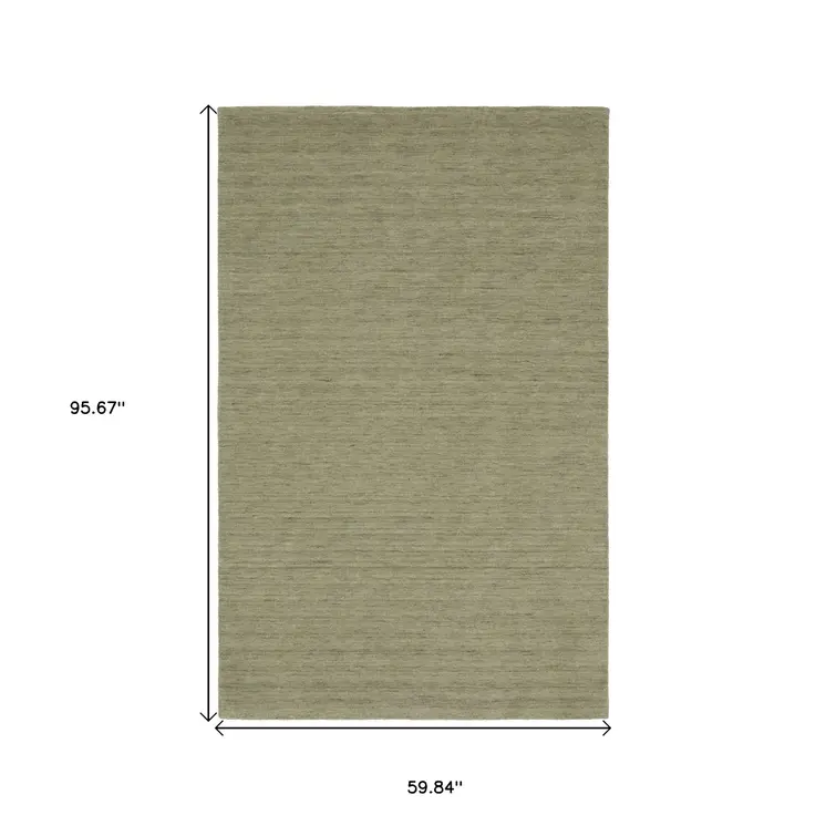 5' X 8' Sage And Green Wool Hand Tufted Area Rug