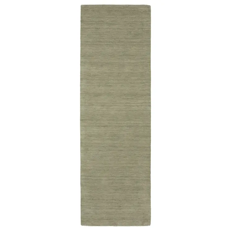 8' Sage And Green Wool Hand Tufted Runner Rug
