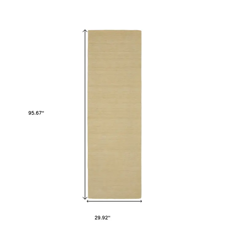 8' Beige Wool Hand Tufted Runner Rug