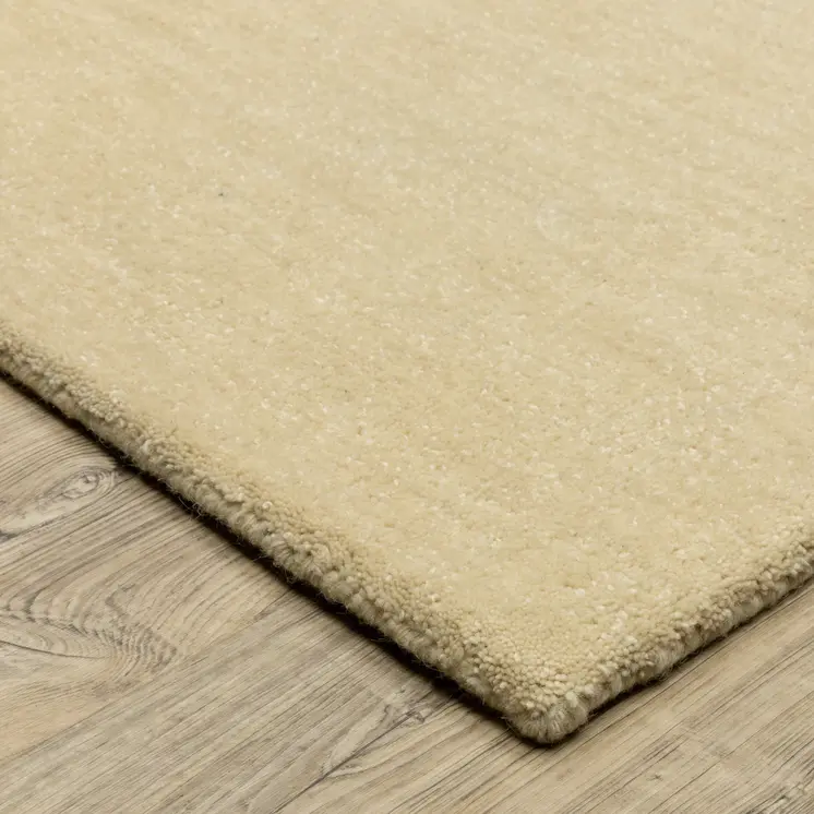 8' Beige Wool Hand Tufted Runner Rug