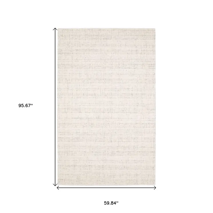 5' X 8' Ivory And Gray Striped Hand Tufted Area Rug