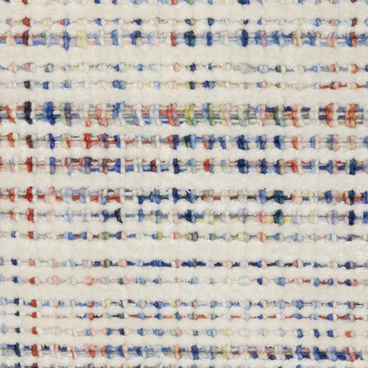 5' X 8' Ivory Blue And Yellow Striped Hand Tufted Area Rug