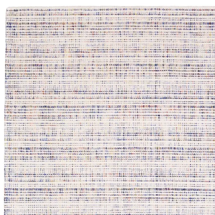 5' X 8' Ivory Blue And Yellow Striped Hand Tufted Area Rug