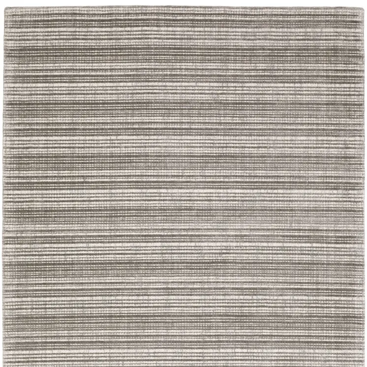 5' X 8' Gray And Ivory Striped Hand Tufted Area Rug