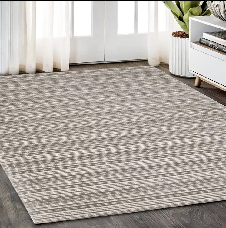 5' X 8' Gray And Ivory Striped Hand Tufted Area Rug