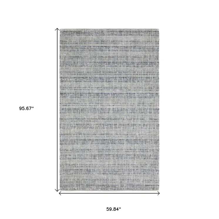 5' X 8' Gray And Blue Striped Hand Tufted Area Rug