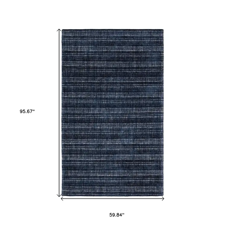 5' X 8' Blue Striped Hand Tufted Area Rug