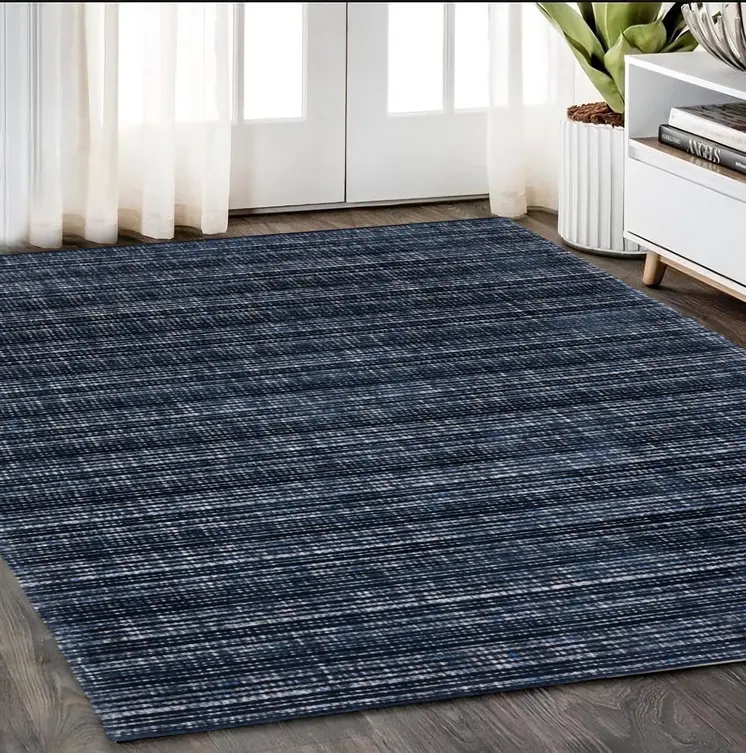 5' X 8' Blue Striped Hand Tufted Area Rug