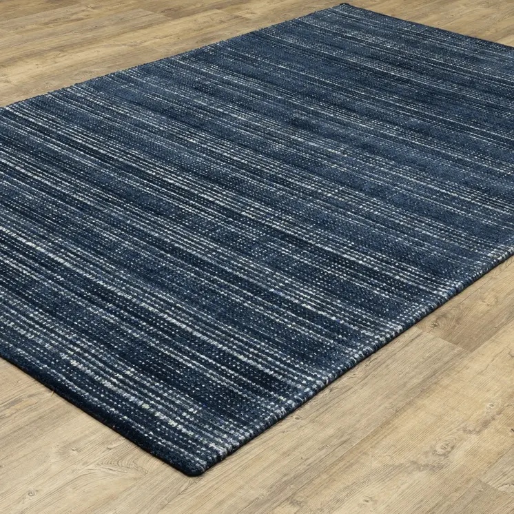 5' X 8' Blue Striped Hand Tufted Area Rug