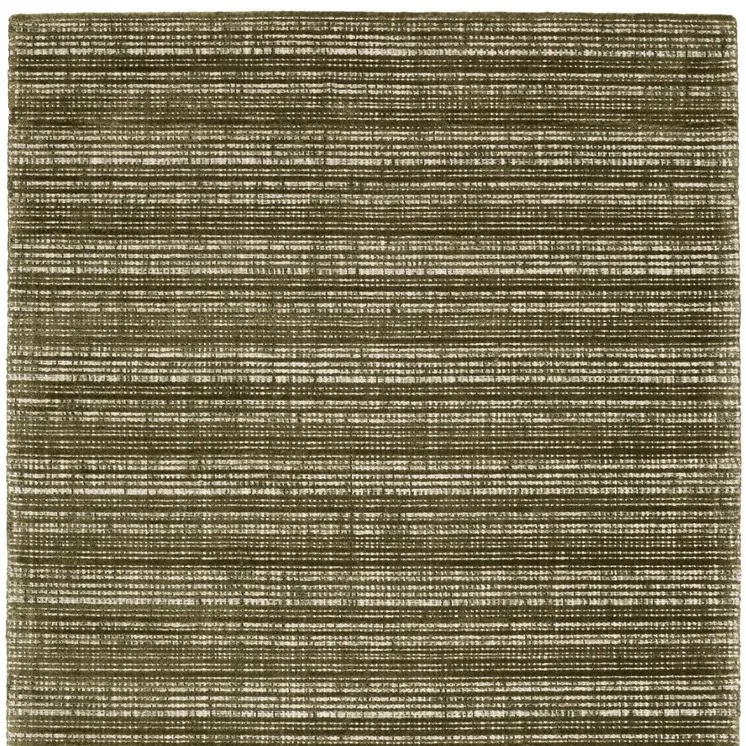 5' X 8' Green And Ivory Striped Hand Tufted Area Rug