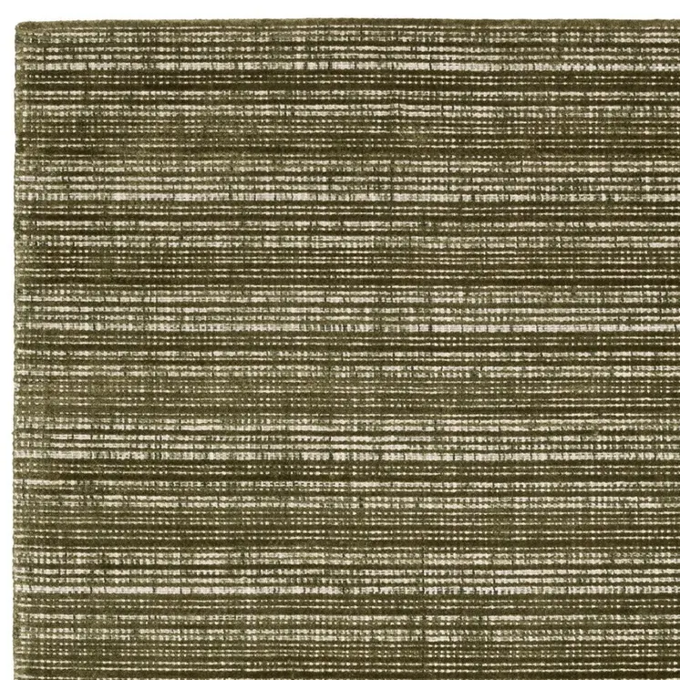 5' X 8' Green And Ivory Striped Hand Tufted Area Rug