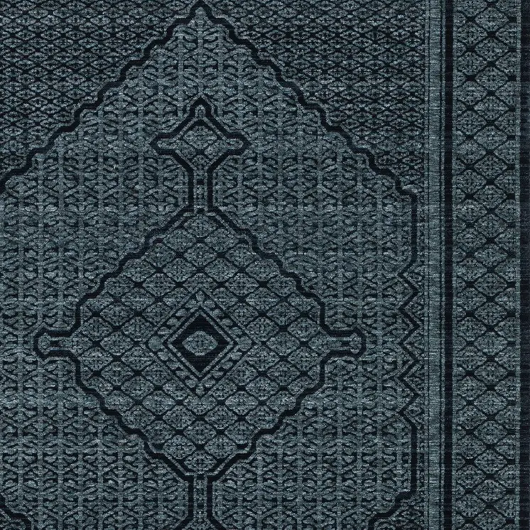 3' X 5' Blue And Teal Medallion Area Rug With Fringe