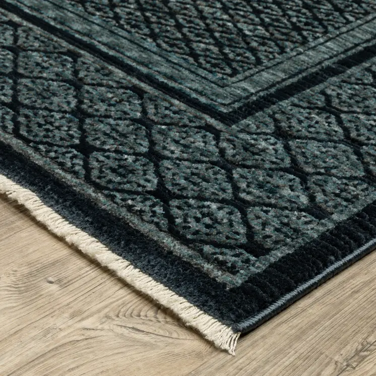 3' X 5' Blue And Teal Medallion Area Rug With Fringe