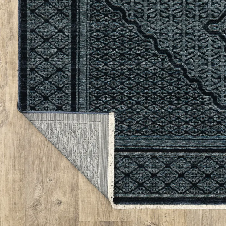 3' X 5' Blue And Teal Medallion Area Rug With Fringe