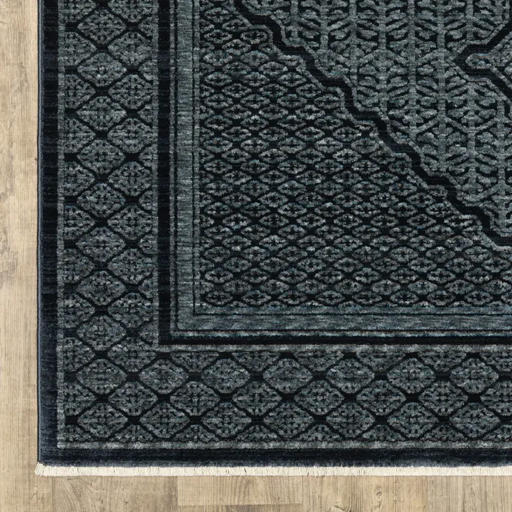 3' X 5' Blue And Teal Medallion Area Rug With Fringe