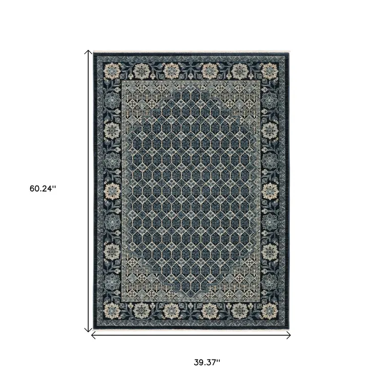 3' X 5' Ivory Oriental Area Rug With Fringe
