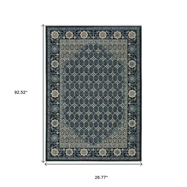 8' Ivory Oriental Runner Rug With Fringe