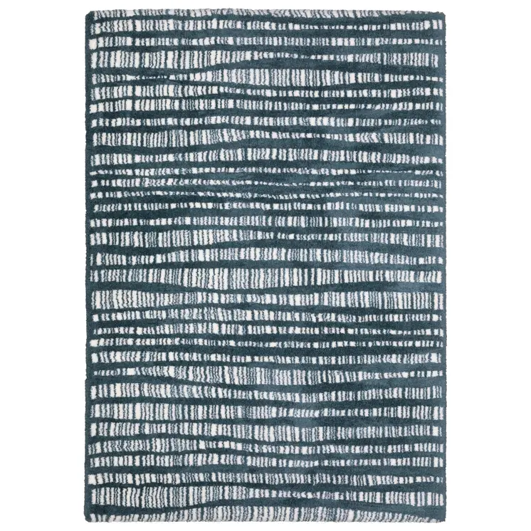 8' Teal And Ivory Striped Runner Rug