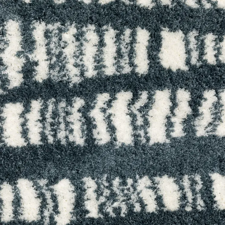 8' Teal And Ivory Striped Runner Rug