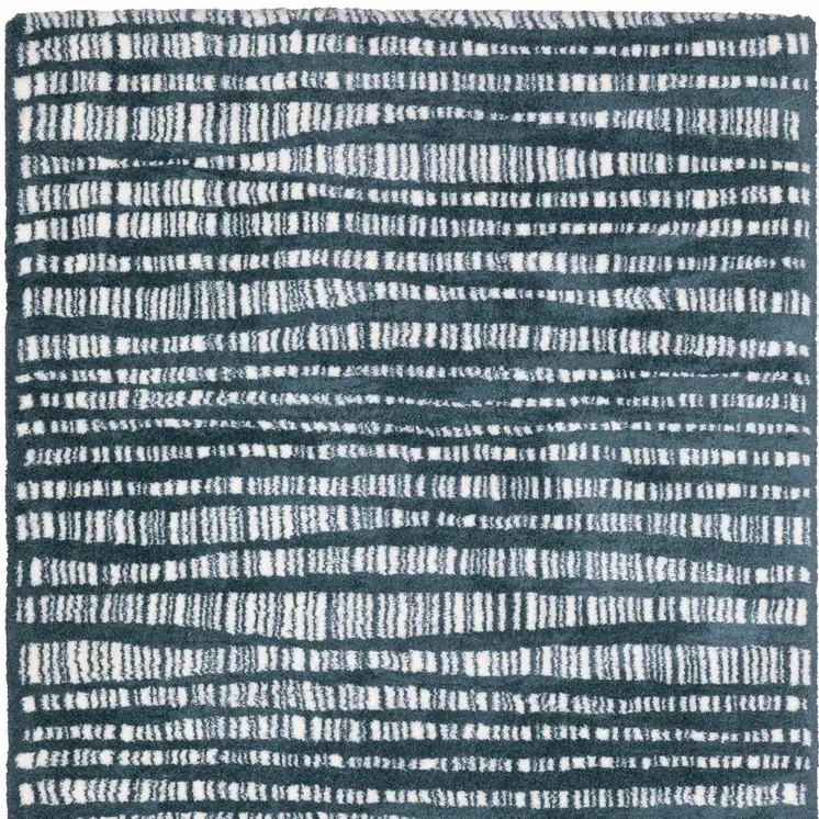 8' Teal And Ivory Striped Runner Rug
