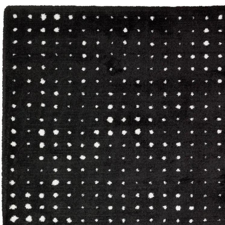 8' Black And Ivory Geometric Runner Rug