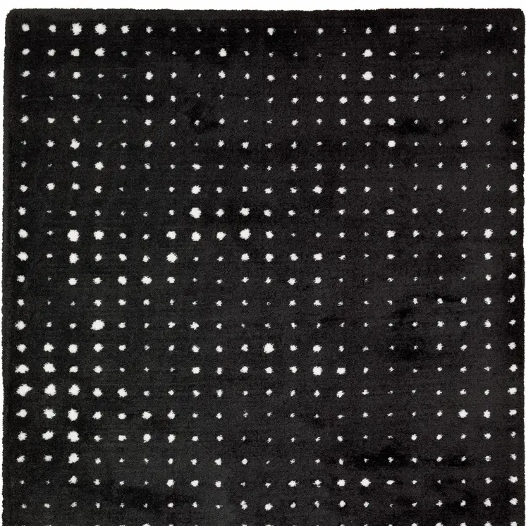 8' Black And Ivory Geometric Runner Rug