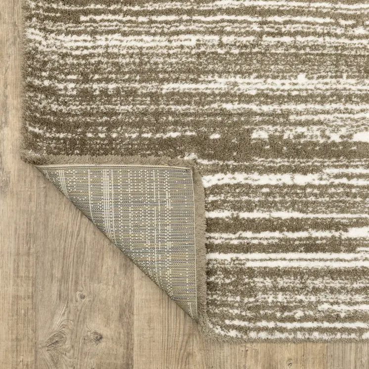 8' Brown And Ivory Striped Runner Rug
