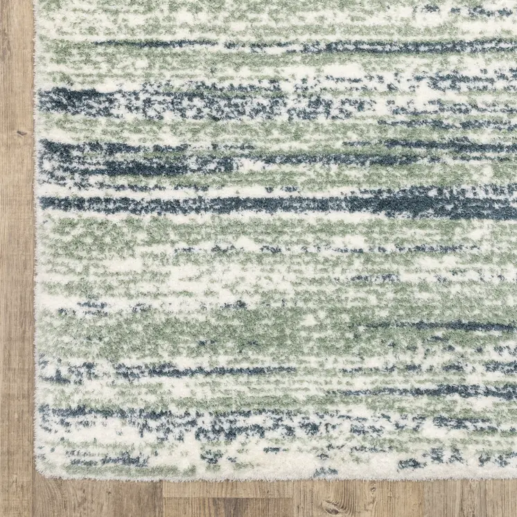 8' Blue And Green Striped Runner Rug