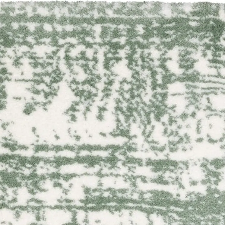 8' Green And Ivory Abstract Runner Rug