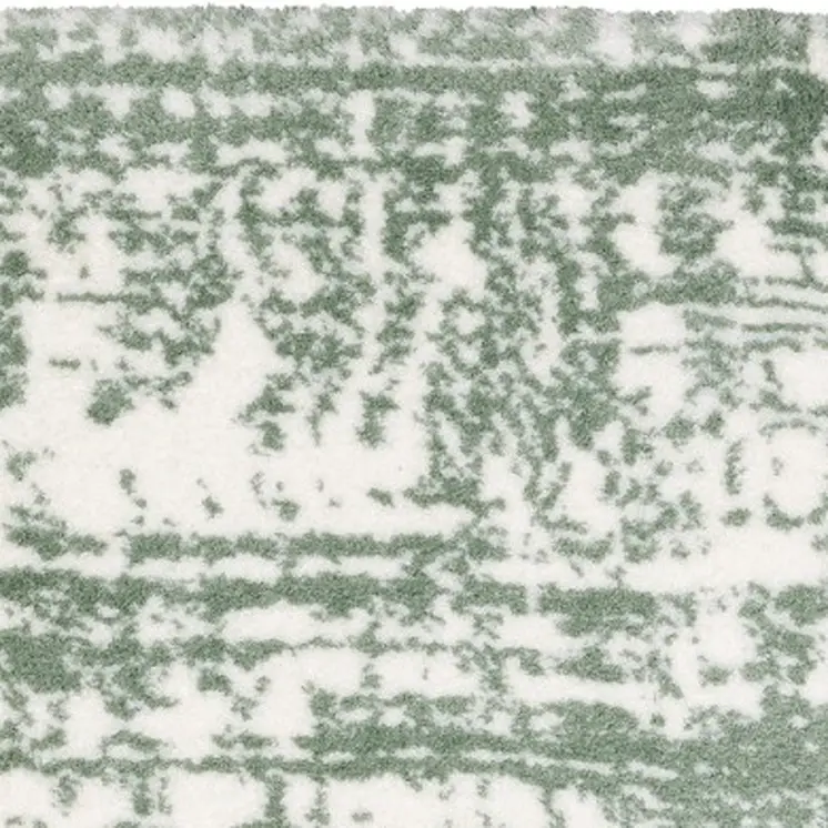 8' Green And Ivory Abstract Runner Rug