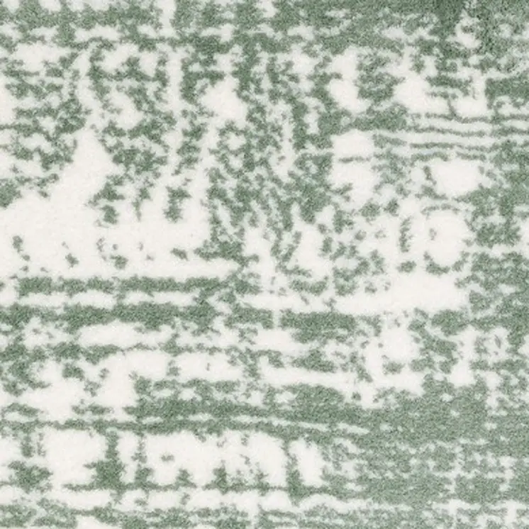 8' Green And Ivory Abstract Runner Rug