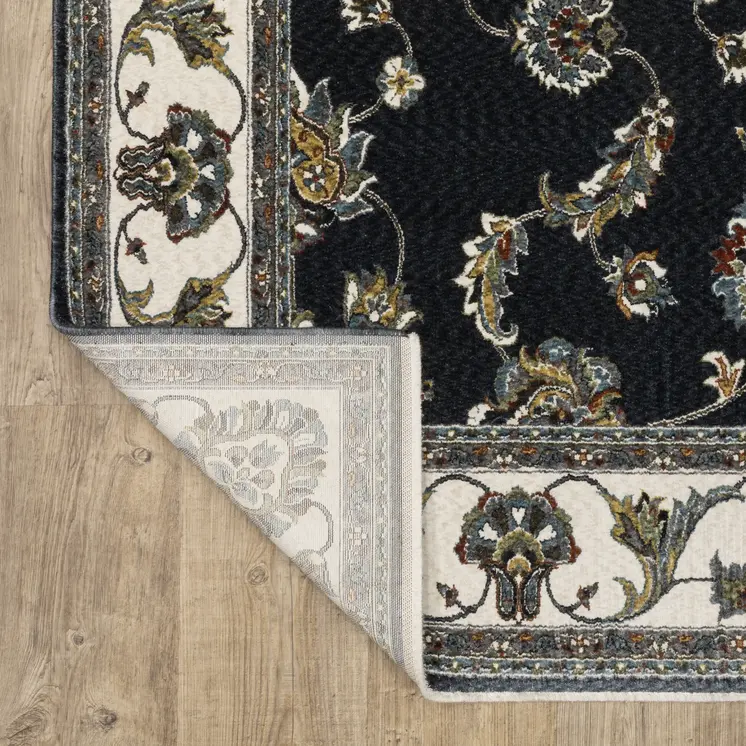 8' Ivory Oriental Runner Rug With Fringe