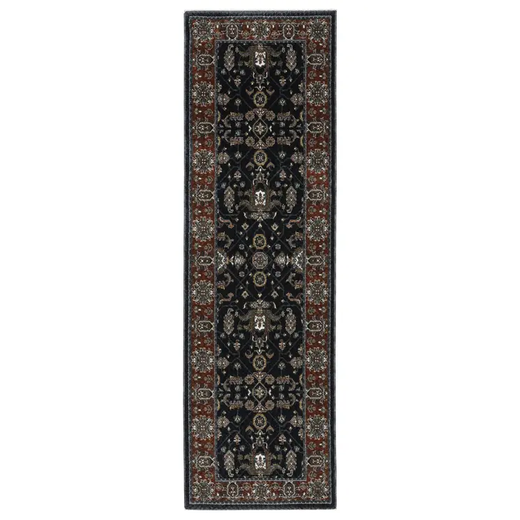 8' Rust Oriental Runner Rug With Fringe