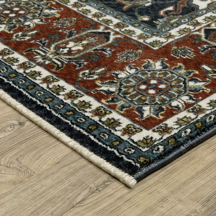 8' Rust Oriental Runner Rug With Fringe