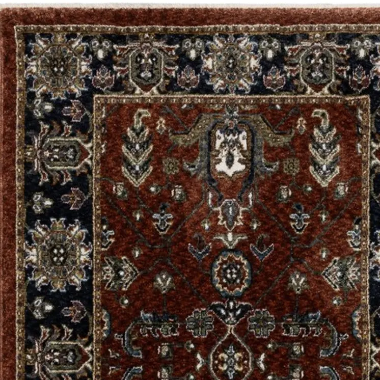8' Red Oriental Runner Rug With Fringe