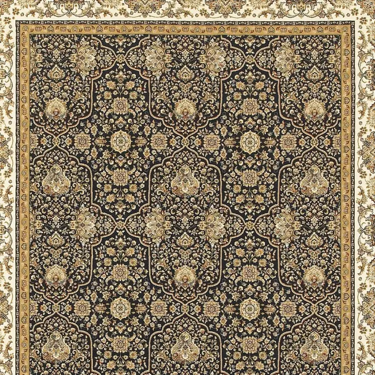 5' X 8' Ivory Oriental Area Rug With Fringe