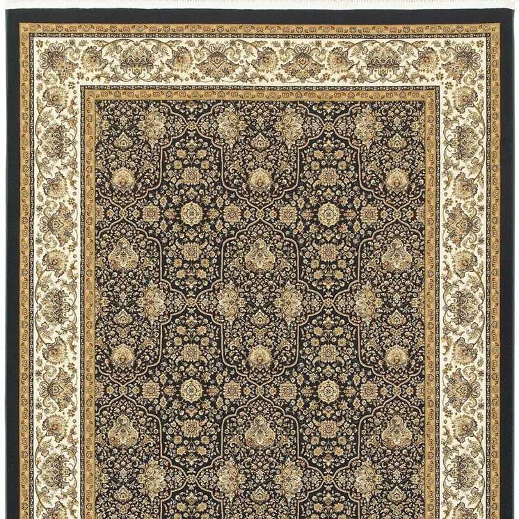 5' X 8' Ivory Oriental Area Rug With Fringe