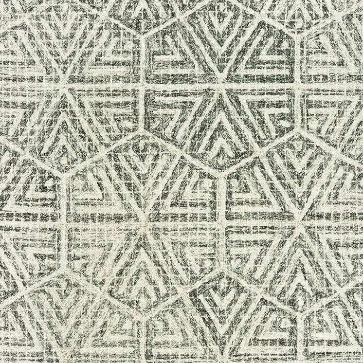 4' X 6' Gray And Ivory Wool Geometric Hand Tufted Area Rug