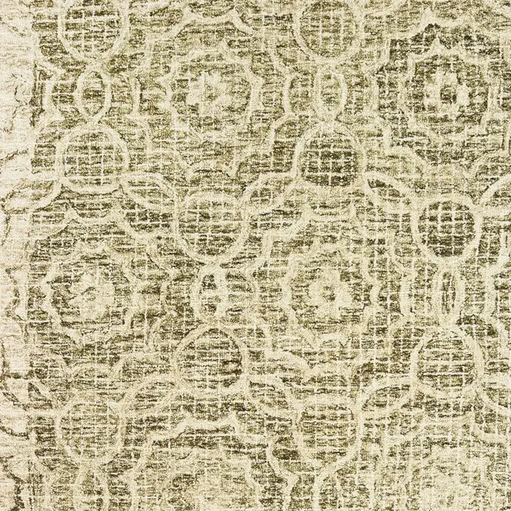 4' X 6' Green And Ivory Wool Geometric Hand Tufted Area Rug