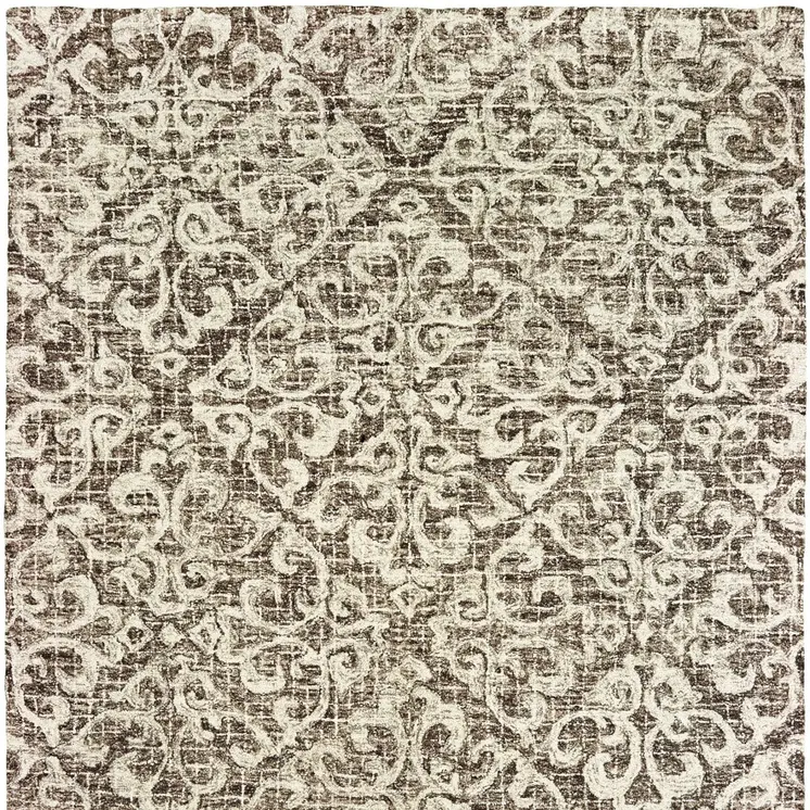 4' X 6' Brown And Ivory Wool Floral Hand Tufted Area Rug
