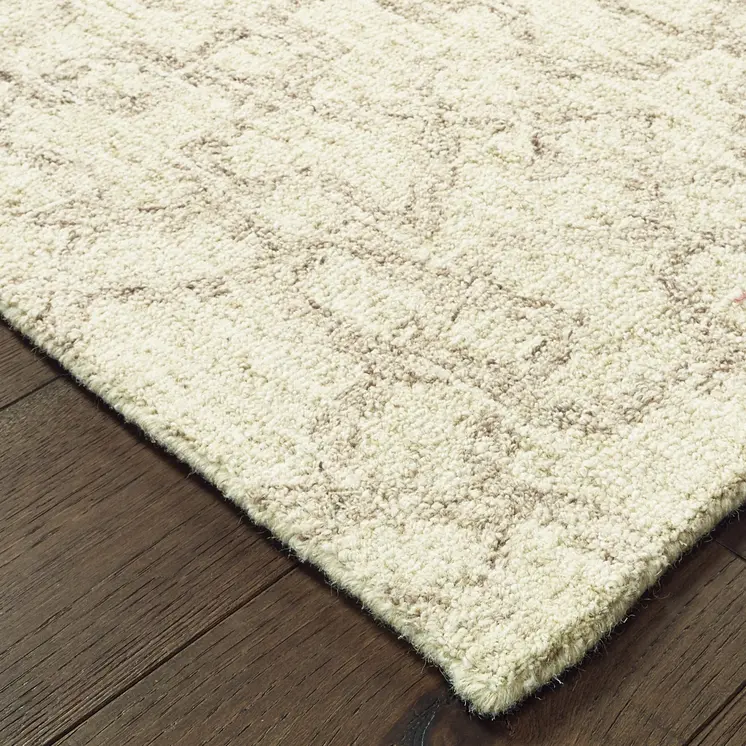 4' X 6' Tan And Ivory Wool Geometric Hand Tufted Area Rug