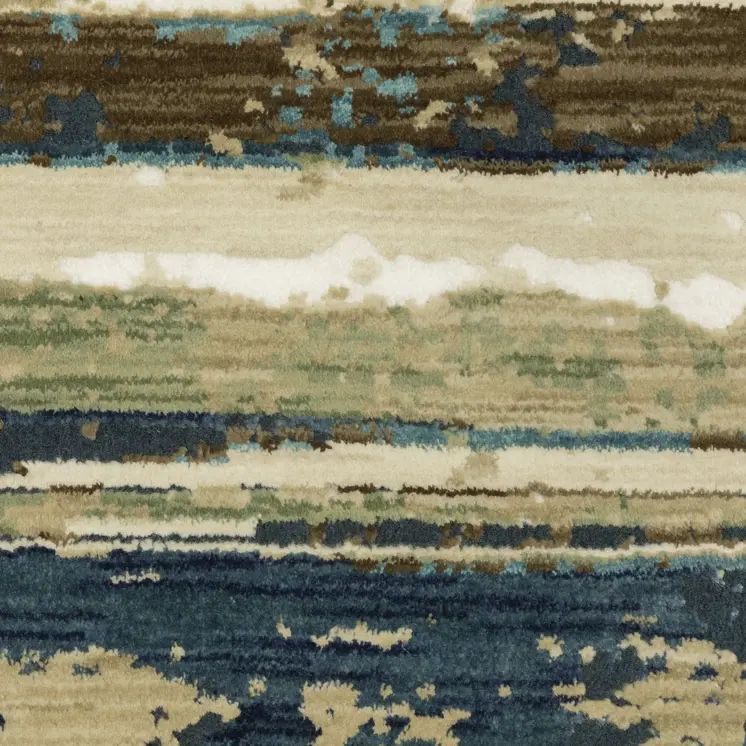7' X 10' Beige And Blue Abstract Area Rug