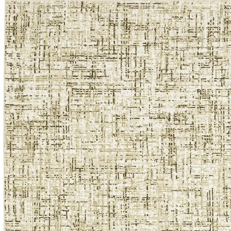 7' X 10' Ivory And Brown Abstract Area Rug