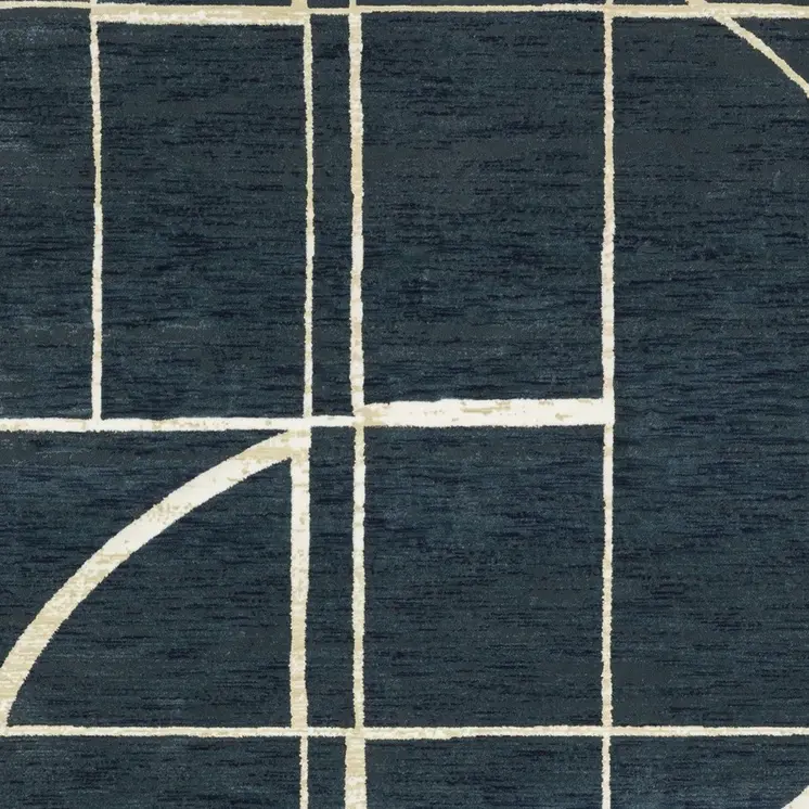 7' X 10' Blue And Ivory Geometric Area Rug