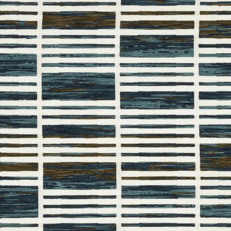 7' X 10' Ivory And Blue Geometric Area Rug