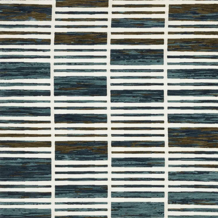 7' X 10' Ivory And Blue Geometric Area Rug