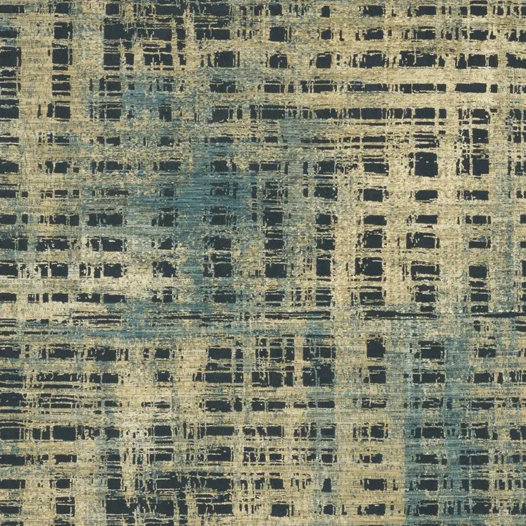 7' X 10' Beige And Blue Geometric Area Rug