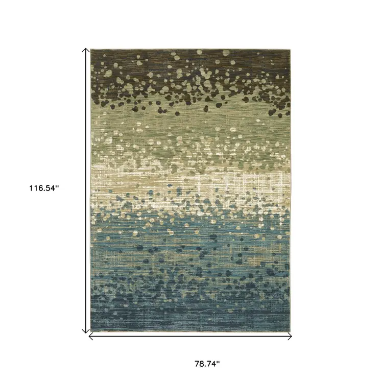 7' X 10' Blue And Brown Abstract Area Rug