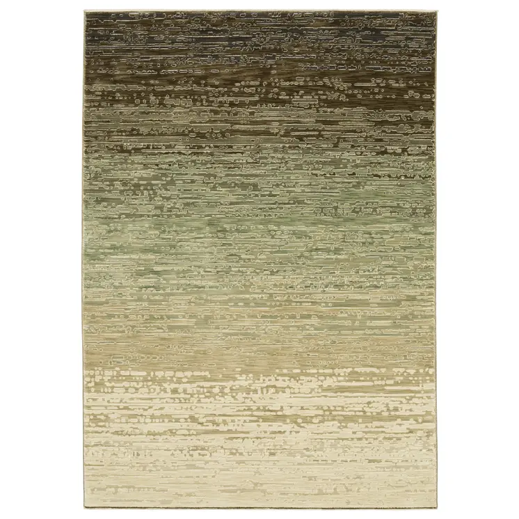 7' X 10' Brown And Green Abstract Area Rug