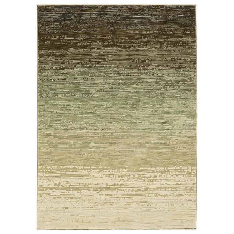 7' X 10' Brown And Green Abstract Area Rug